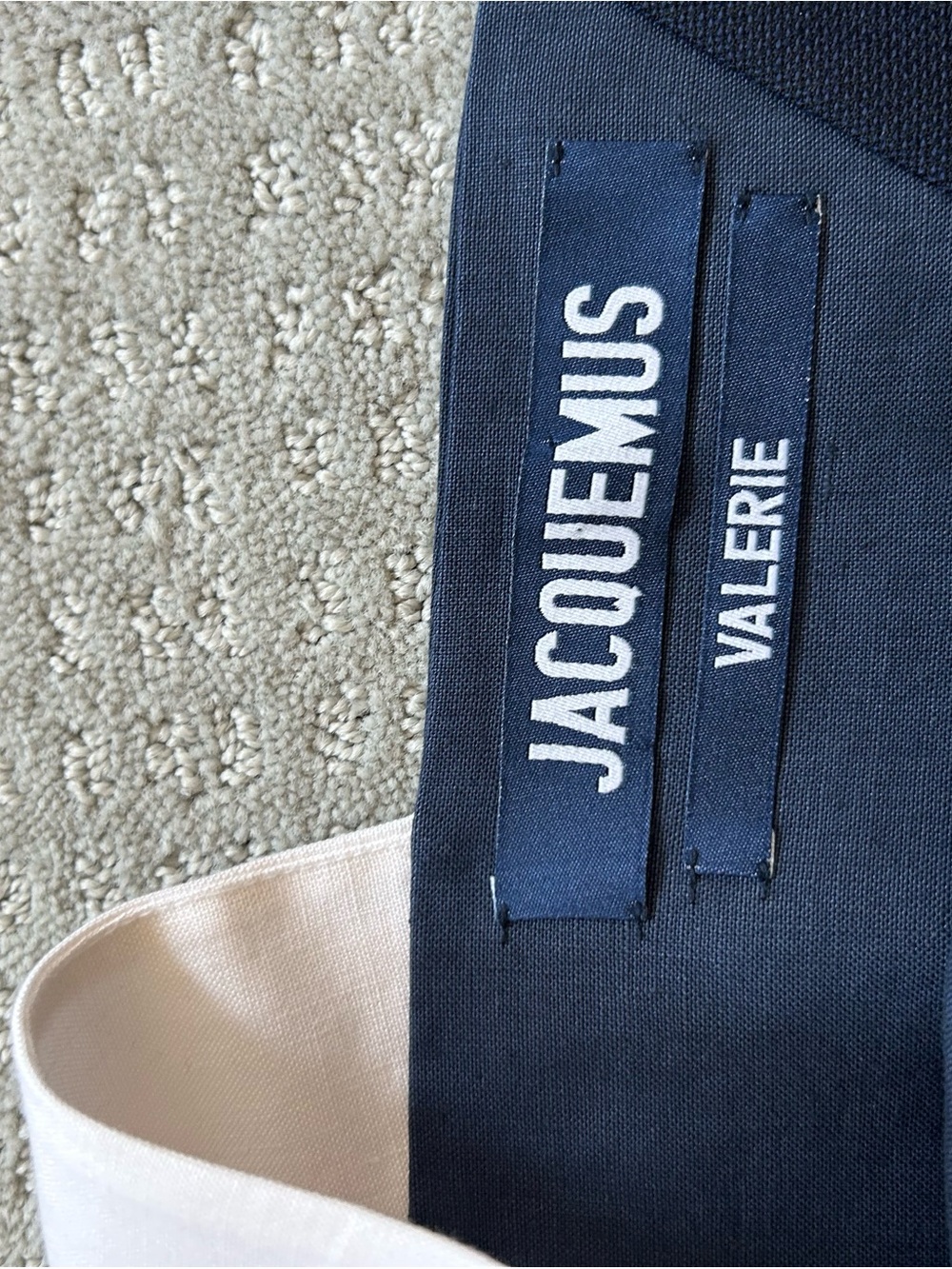 Jacquemus Asymmetric Colorblock Slip Dress in Navy, Black & White - Picture 4 of 5